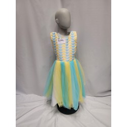 ROBE PRINCESSE FILLE JAUNE ET TURQUOISE