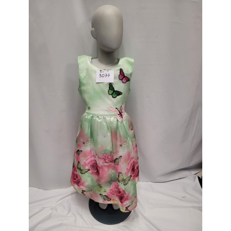 ROBE VERTE PAPILLONS ENFANT