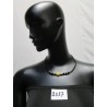 COLLIER DE  PERLES NOIRES AVEC UNE PERLE SAUMON AU CENTRE