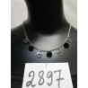 COLLIER DE PETITES FLEURS ARGENT ET DE PETITS RONDS NOIRS